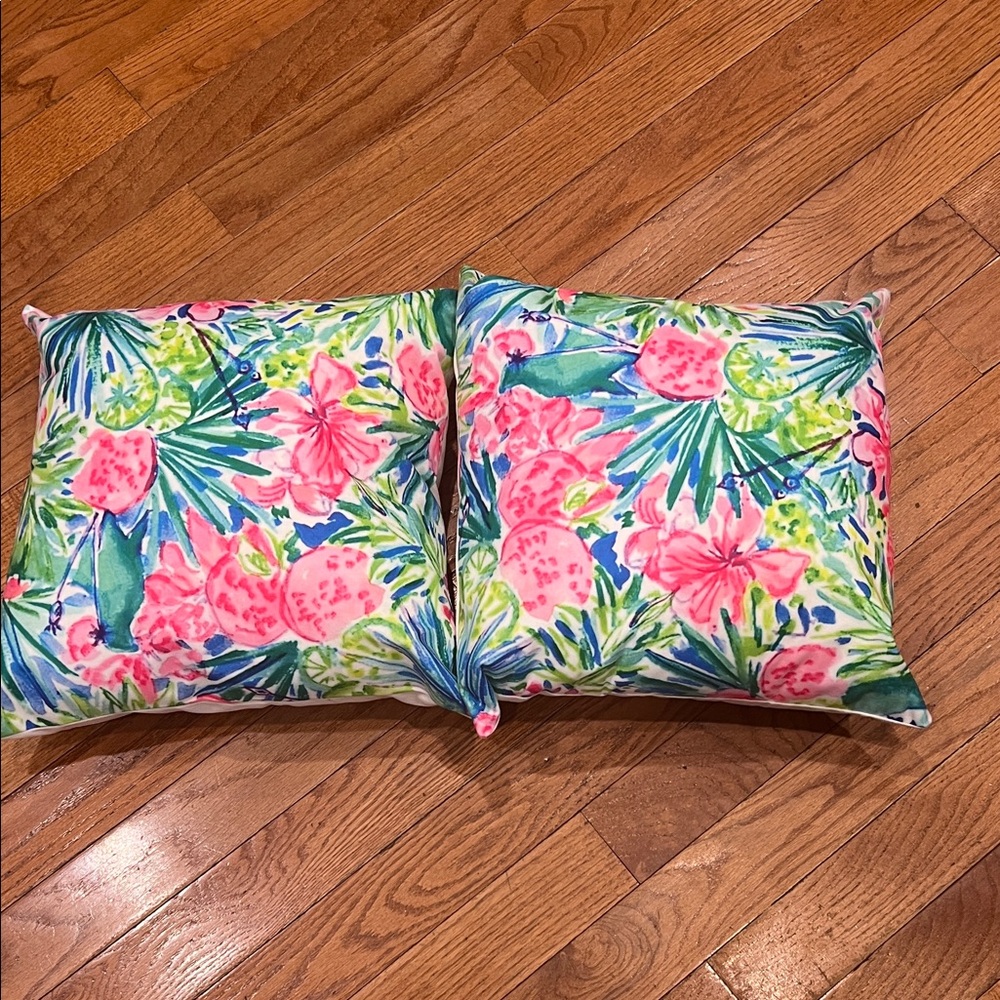 Source Unknown Tropical Floral Accent Pillows - Pink and Blue